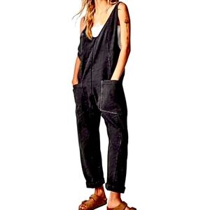 Free People We The Free High Roller Jumpsuit Mineral Black